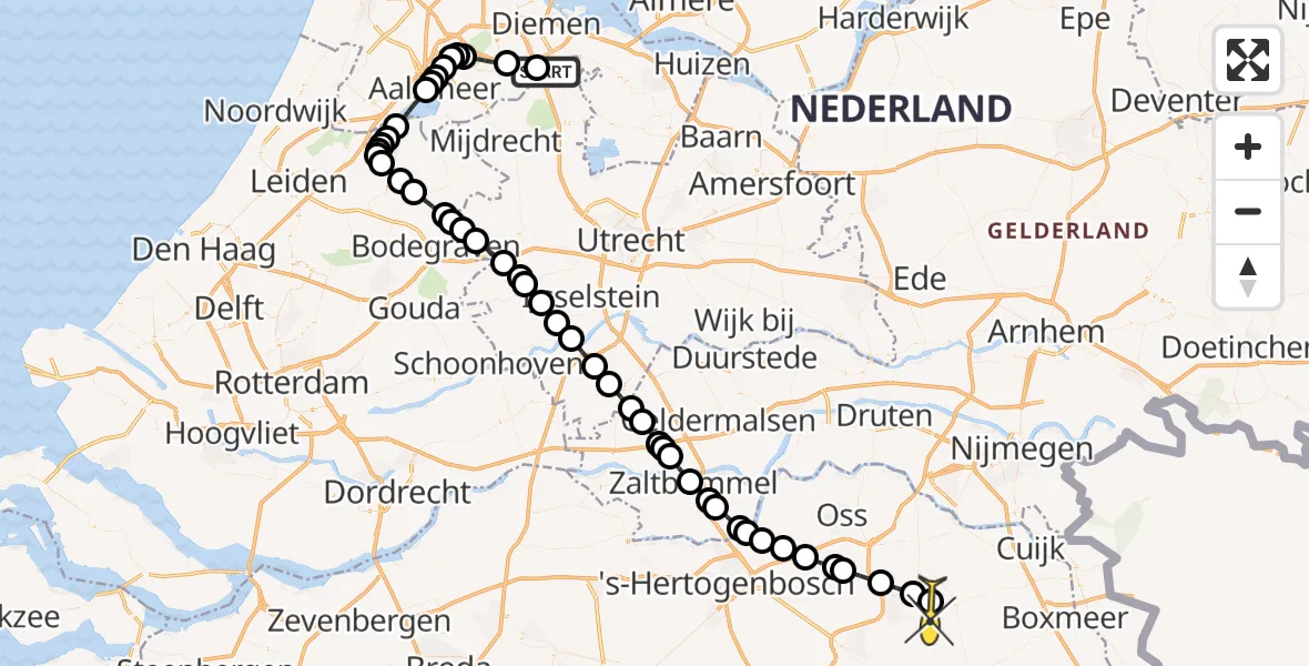 Routekaart van de vlucht: Lifeliner 3 naar Vliegbasis Volkel, Kruisweg