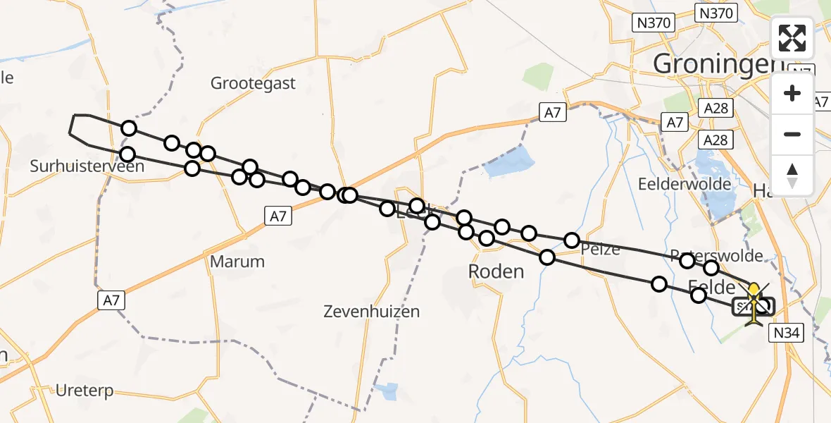Routekaart van de vlucht: Lifeliner 4 naar Groningen Airport Eelde, Hoofdweg