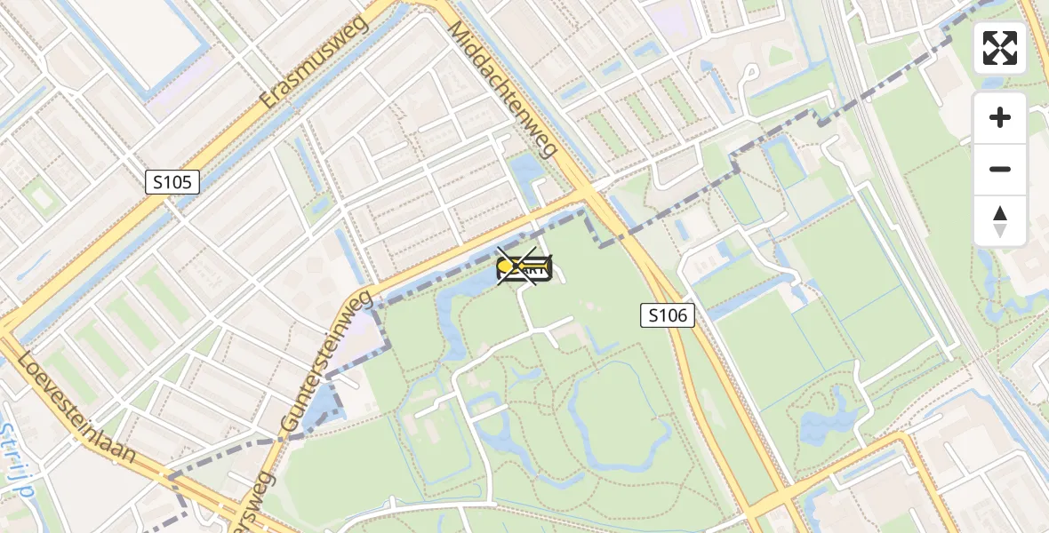 Routekaart van de vlucht: Lifeliner 2 naar Rijswijk, Van Vredenburchweg