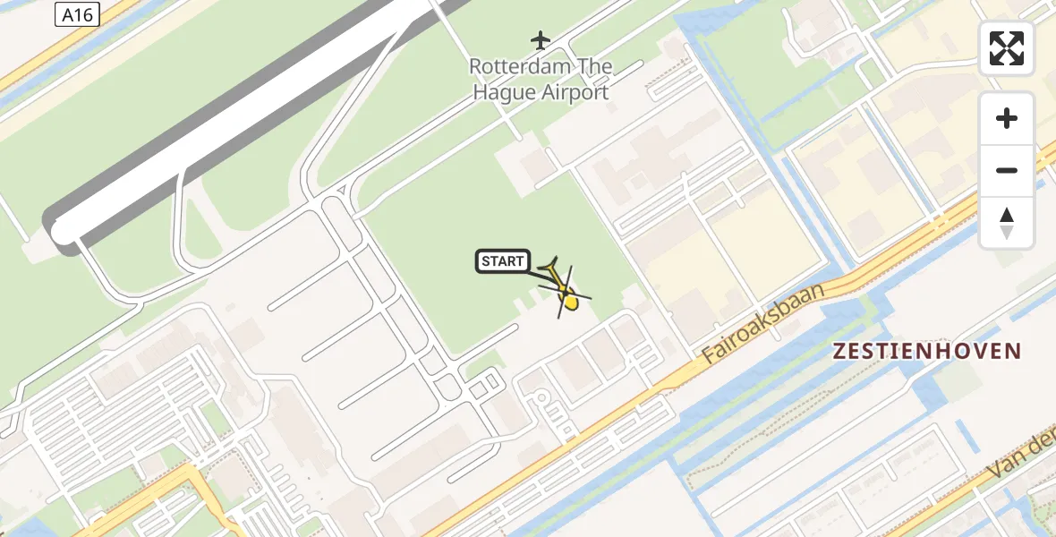 Routekaart van de vlucht: Politieheli naar Rotterdam The Hague Airport, Fairoaksbaan