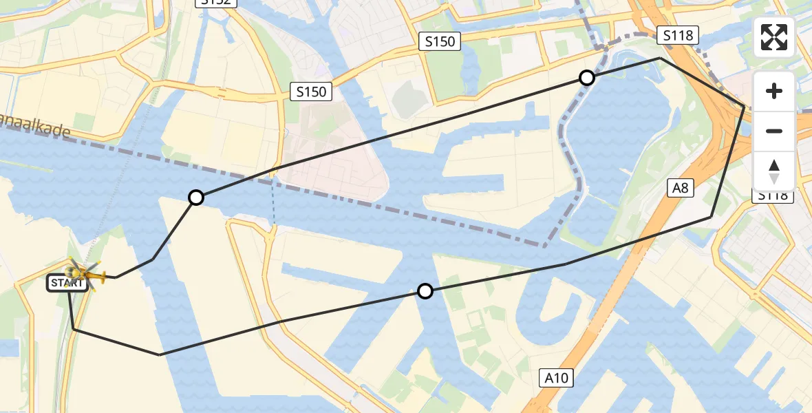 Vluchtroute Traumahelikopter Amsterdam Heliport - Amsterdam Heliport, 06 juni 2025, 04:57