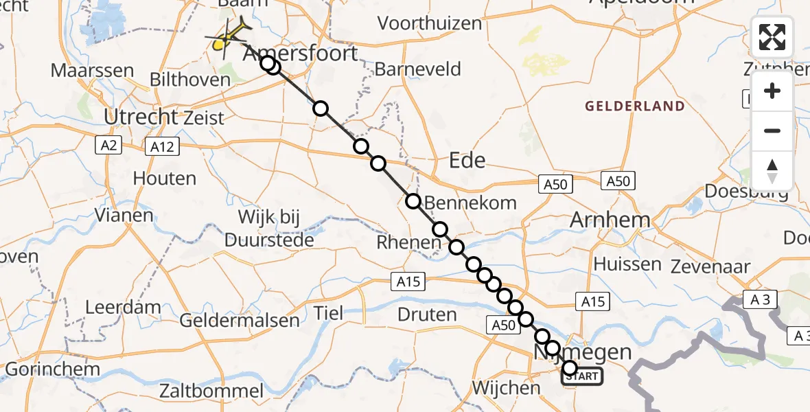 Routekaart van de vlucht: Lifeliner 3 naar Soest, Vossenlaan