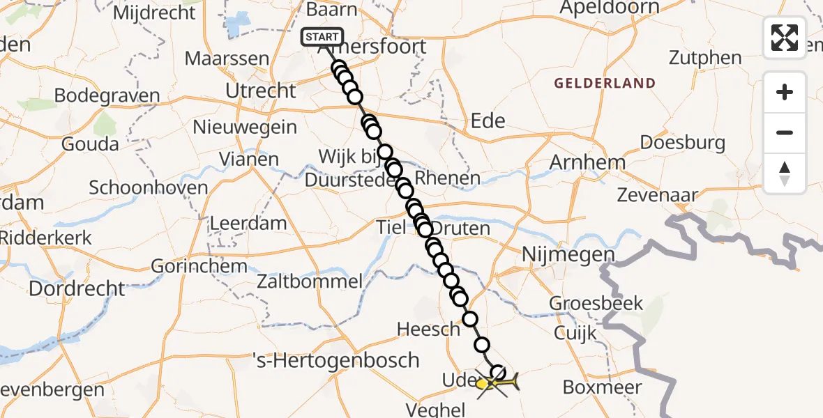 Routekaart van de vlucht: Lifeliner 3 naar Vliegbasis Volkel, Insingerstraat