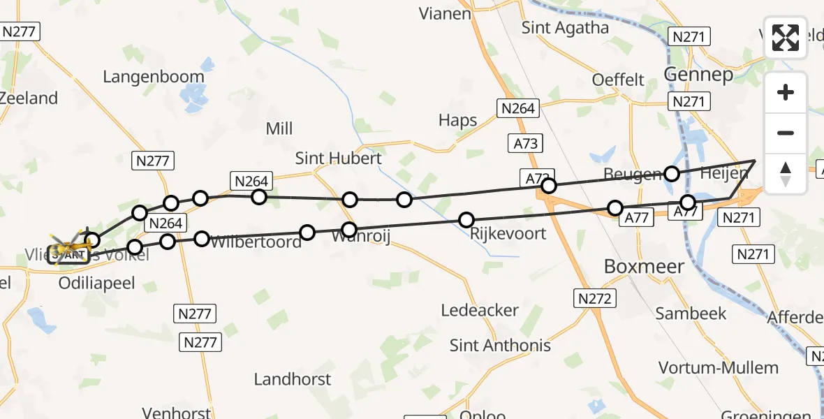 Vluchtroute Traumahelikopter Vliegbasis Volkel - Vliegbasis Volkel, 06 juni 2025, 07:02
