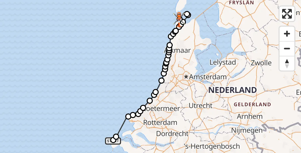 Vluchtroute Kustwachthelikopter Burgh-Haamstede - Vliegveld De Kooy, 06 juni 2025, 07:21