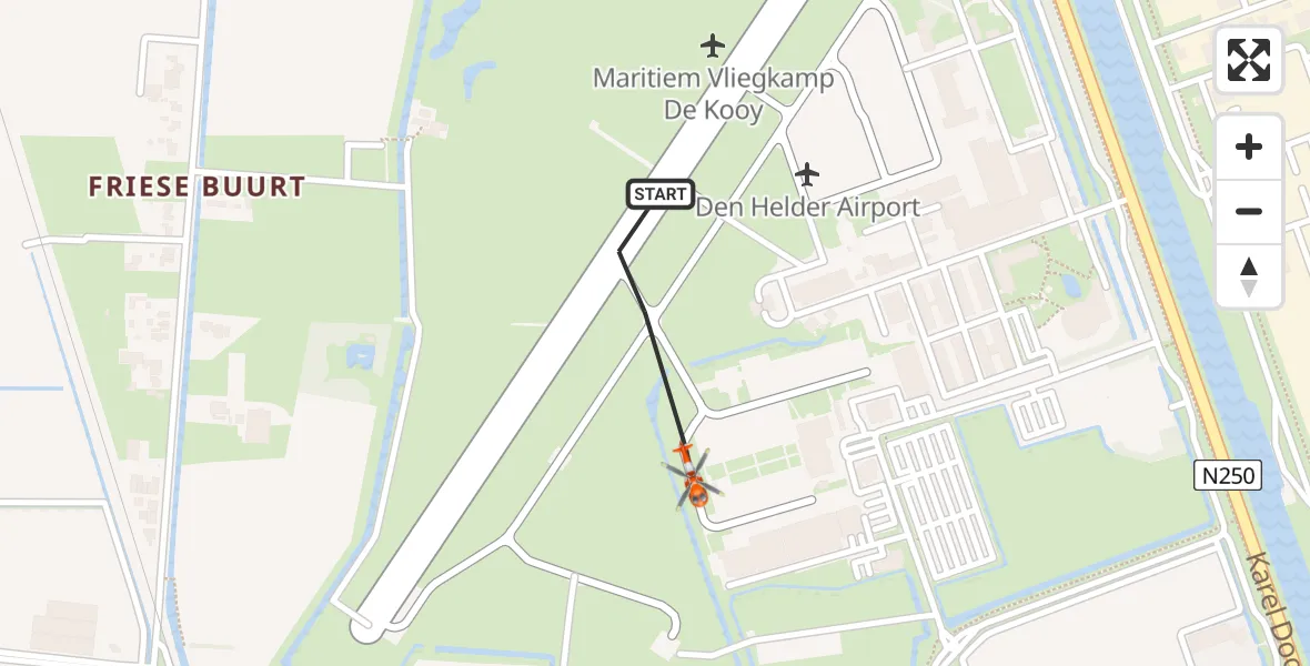 Vluchtroute Kustwachthelikopter Vliegveld De Kooy - Vliegveld De Kooy, 06 juni 2025, 08:05