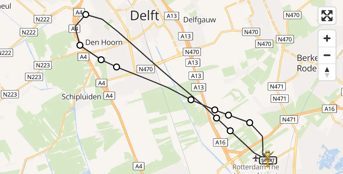 Vluchtroute Traumahelikopter Rotterdam The Hague Airport - Rotterdam The Hague Airport, 06 juni 2025, 09:26