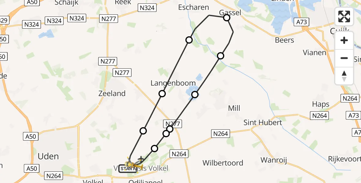 Vluchtroute Traumahelikopter Vliegbasis Volkel - Vliegbasis Volkel, 06 juni 2025, 10:50