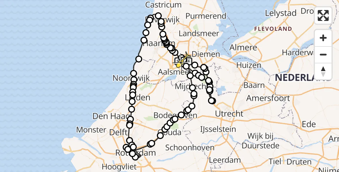 Routekaart van de vlucht: Politieheli naar Schiphol, Westerkimweg