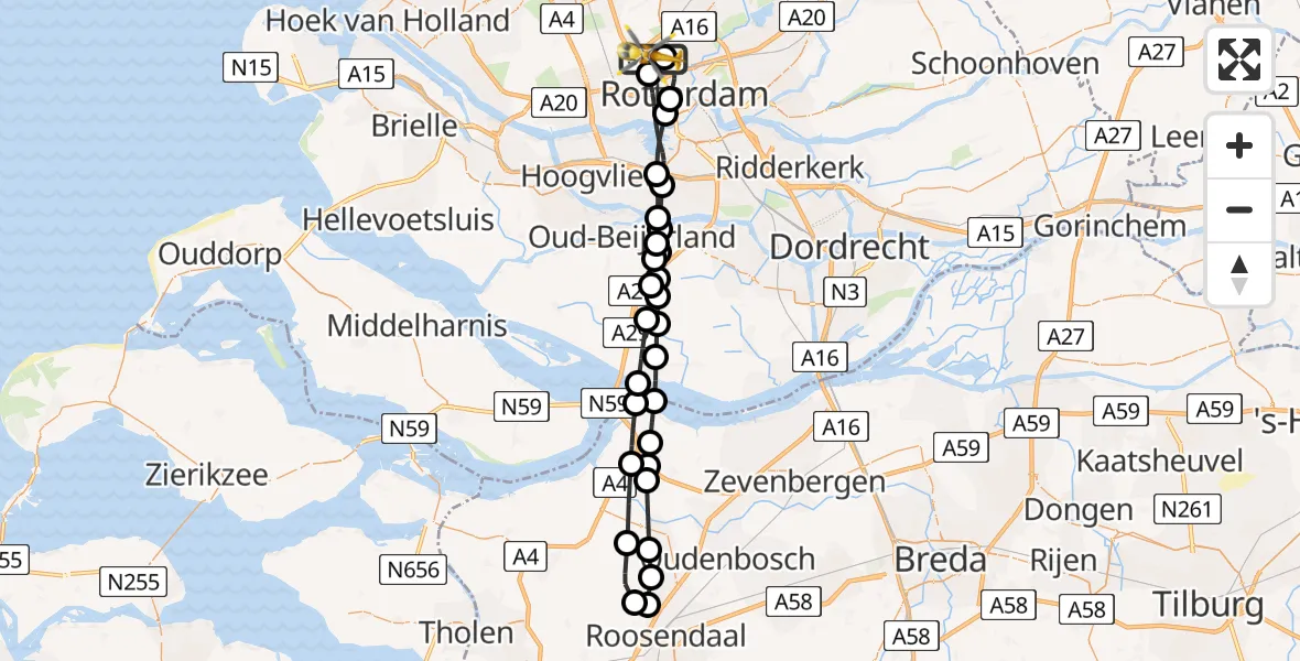 Vluchtroute Traumahelikopter Rotterdam The Hague Airport - Rotterdam The Hague Airport, 06 juni 2025, 11:45