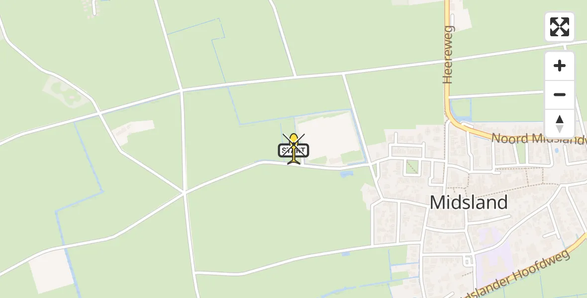 Routekaart van de vlucht: Ambulancehelikopter naar Midsland, Kallandspad