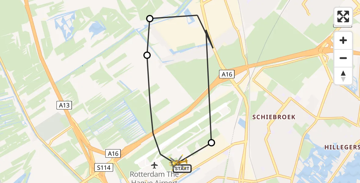 Vluchtroute Traumahelikopter Rotterdam The Hague Airport - Rotterdam The Hague Airport, 06 juni 2025, 16:55