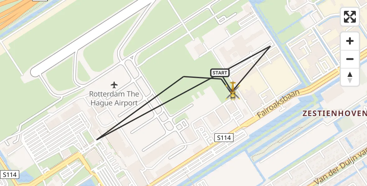 Vluchtroute Traumahelikopter Rotterdam The Hague Airport - Rotterdam The Hague Airport, 06 juni 2025, 17:00