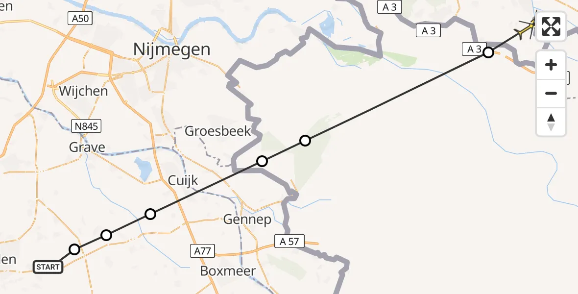 Routekaart van de vlucht: Lifeliner 3 naar Gendringen, Spottersweg