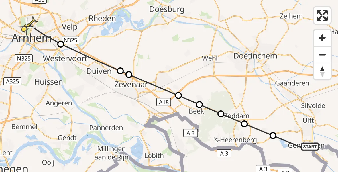 Routekaart van de vlucht: Lifeliner 3 naar Arnhem, Wiekenseweg