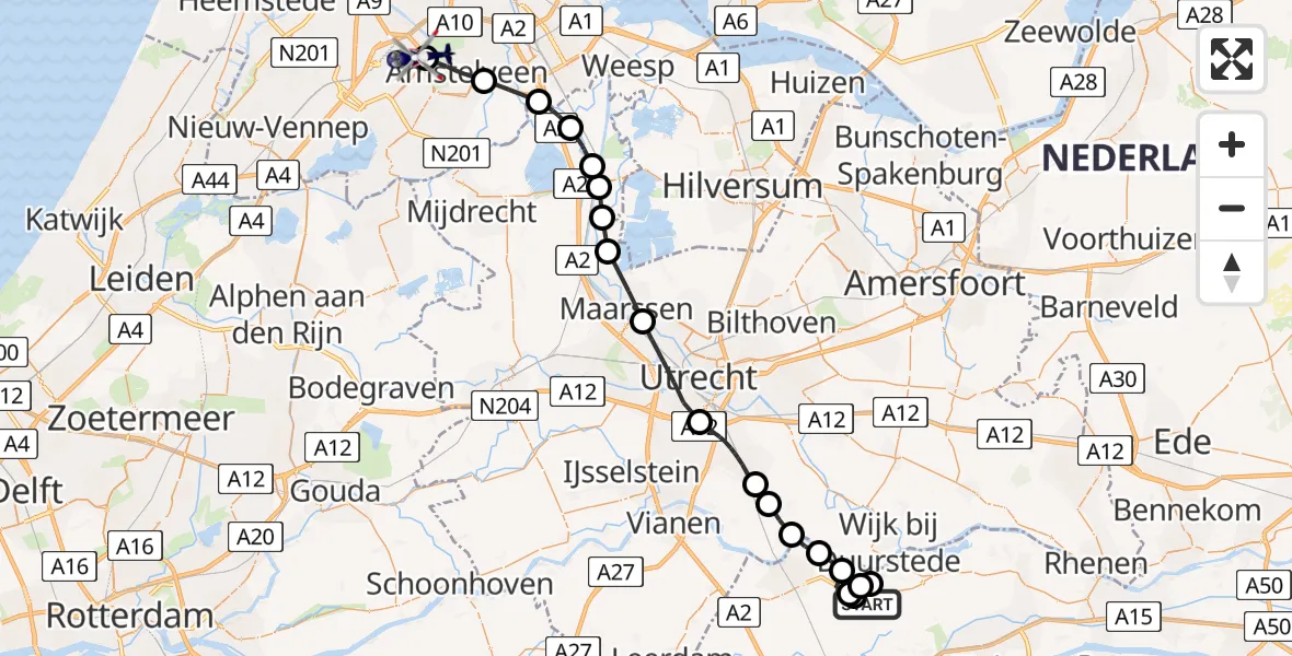 Vluchtroute Politiehelikopter Asch - Schiphol, 06 juni 2025, 18:49