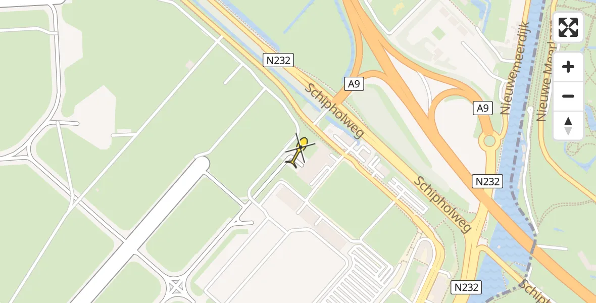 Routekaart van de vlucht: Politiehelikopter naar Schiphol