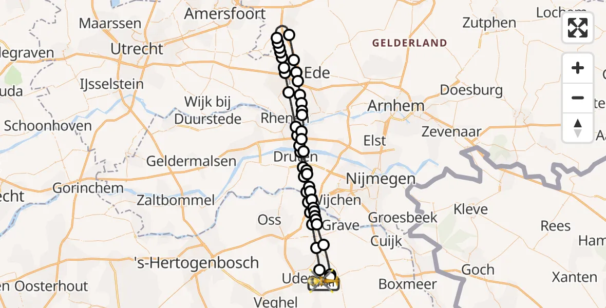 Vluchtroute Traumahelikopter Vliegbasis Volkel - Vliegbasis Volkel, 06 juni 2025, 21:55