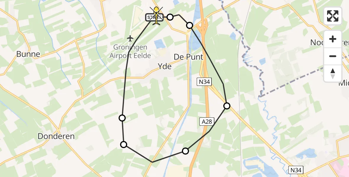 Routekaart van de vlucht: Lifeliner 4 naar Groningen Airport Eelde, Moespot