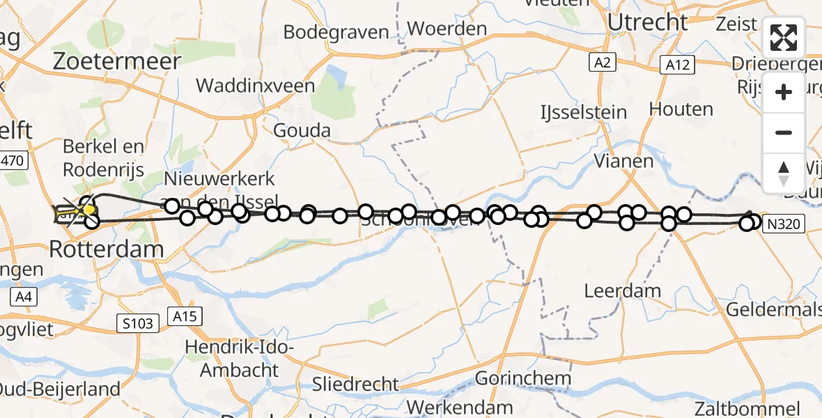 Routekaart van de vlucht: Lifeliner 2 naar Rotterdam The Hague Airport, Ypenburgstraat