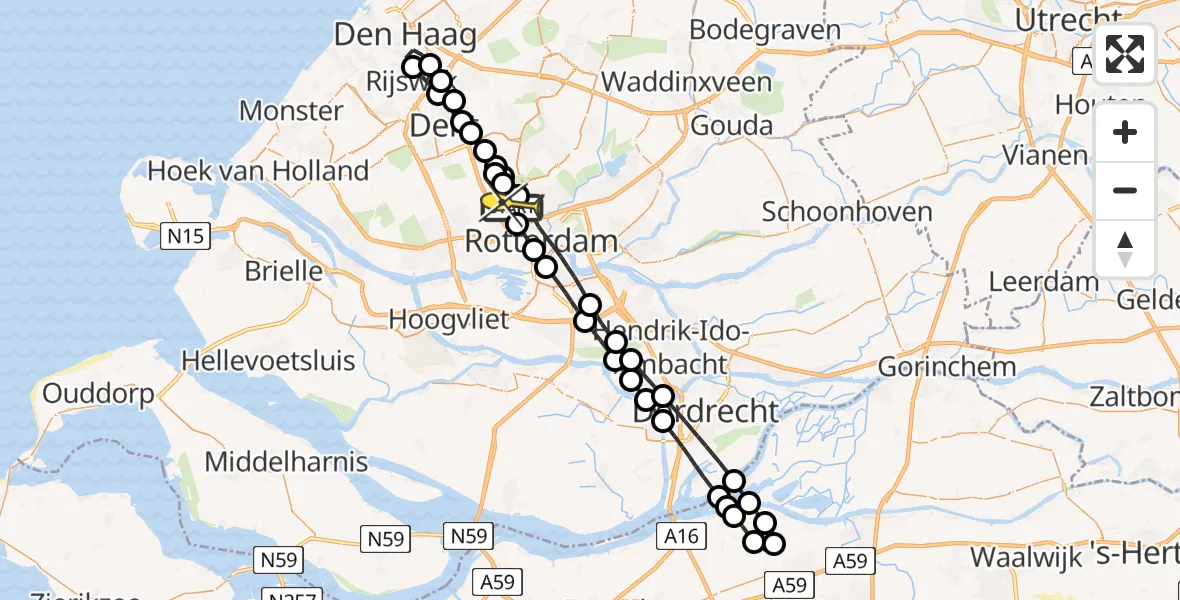 Routekaart van de vlucht: Lifeliner 2 naar Rotterdam The Hague Airport, Axelpad