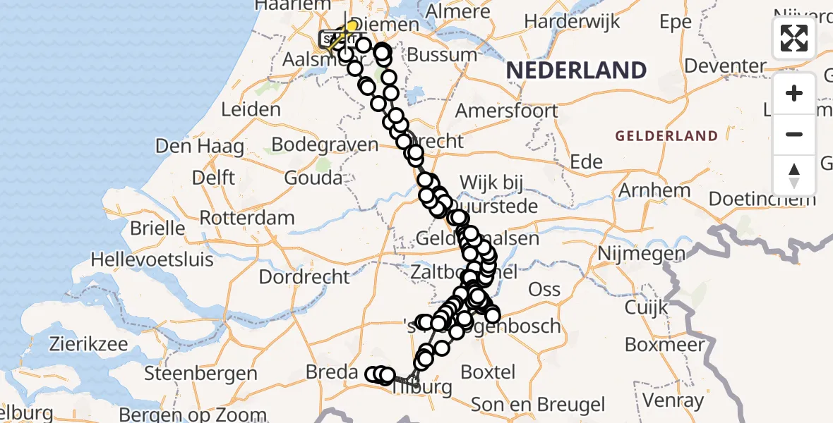 Vluchtroute Politiehelikopter van Schiphol naar Schiphol