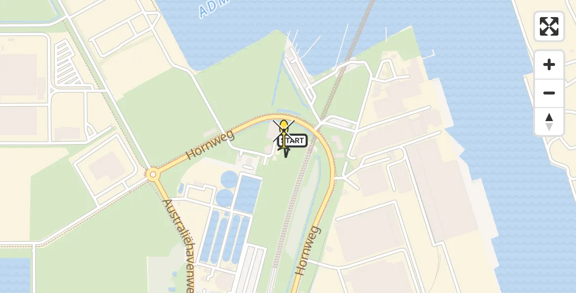 Routekaart van de vlucht: Lifeliner 1 naar Amsterdam Heliport, Hornweg