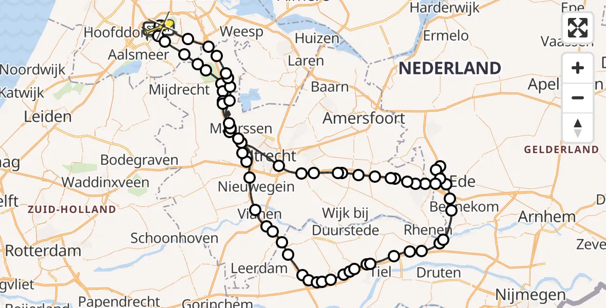 Routekaart van de vlucht: Politieheli naar Schiphol, Kraayveldstraat
