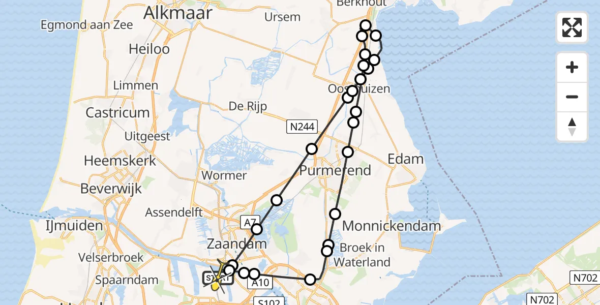 Routekaart van de vlucht: Lifeliner 1 naar Amsterdam Heliport, Hemweg