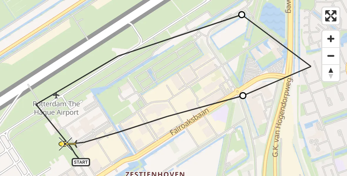 Routekaart van de vlucht: Lifeliner 2 naar Rotterdam The Hague Airport, Bovendijk