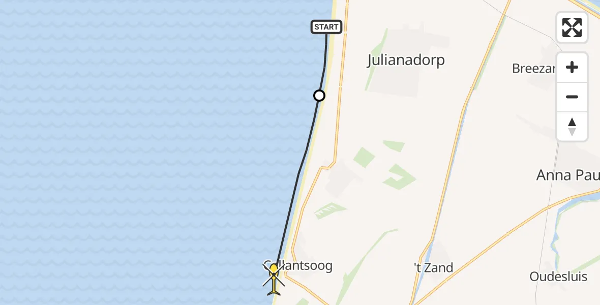 Routekaart van de vlucht: Lifeliner 1 naar Callantsoog, Natuurpad door duin