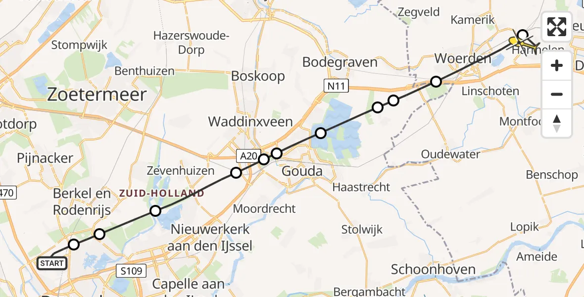 Routekaart van de vlucht: Lifeliner 2 naar Harmelen, Bovendijk