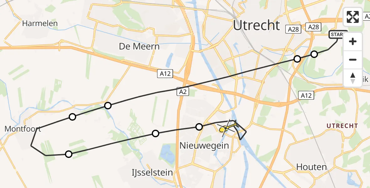 Routekaart van de vlucht: Lifeliner 2 naar Nieuwegein, Hoge Bospad