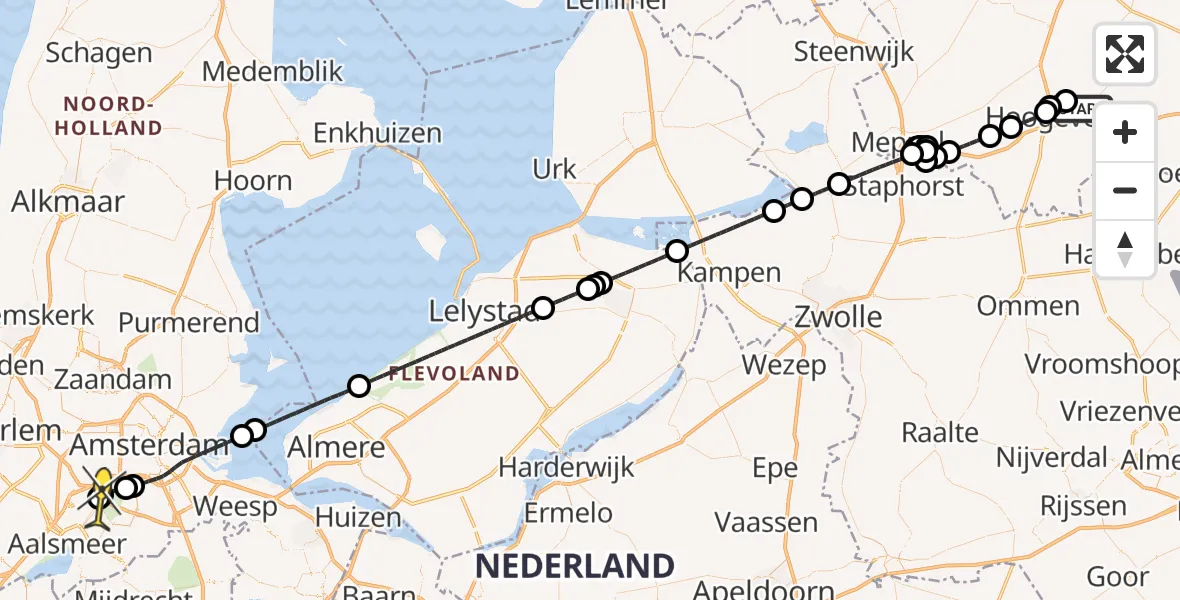 Routekaart van de vlucht: Politieheli naar Schiphol, Morsestraat