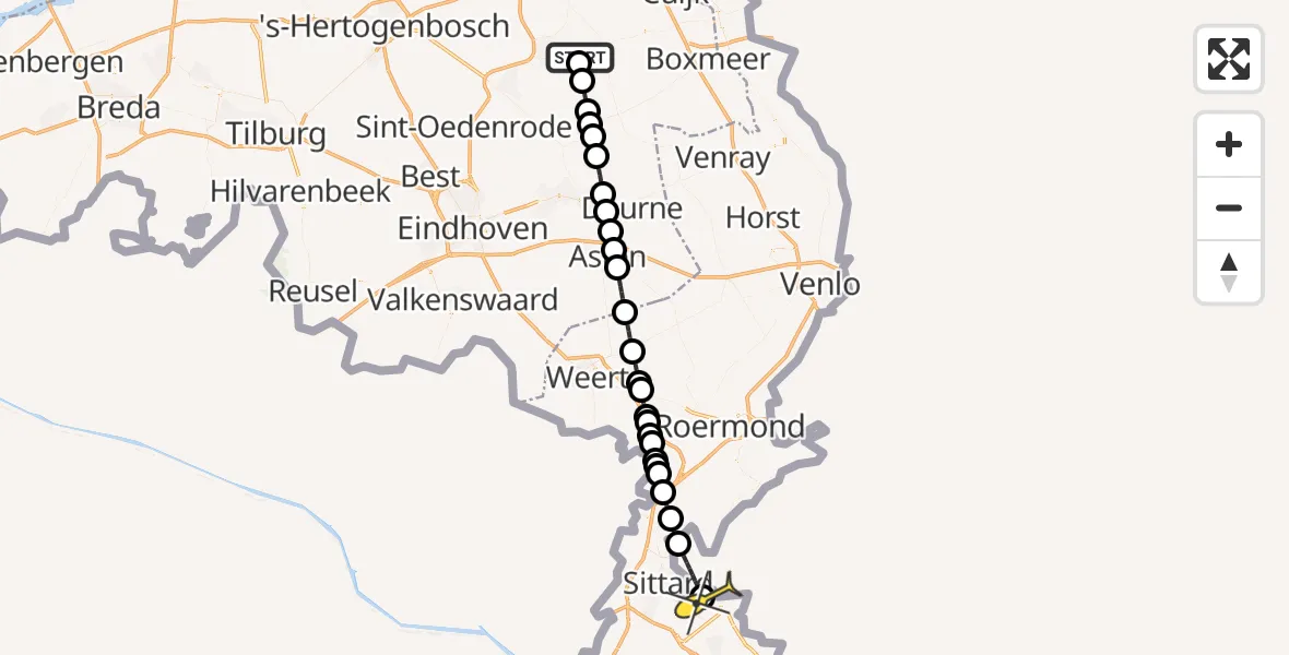 Routekaart van de vlucht: Lifeliner 3 naar Jabeek, Vinkenstraat