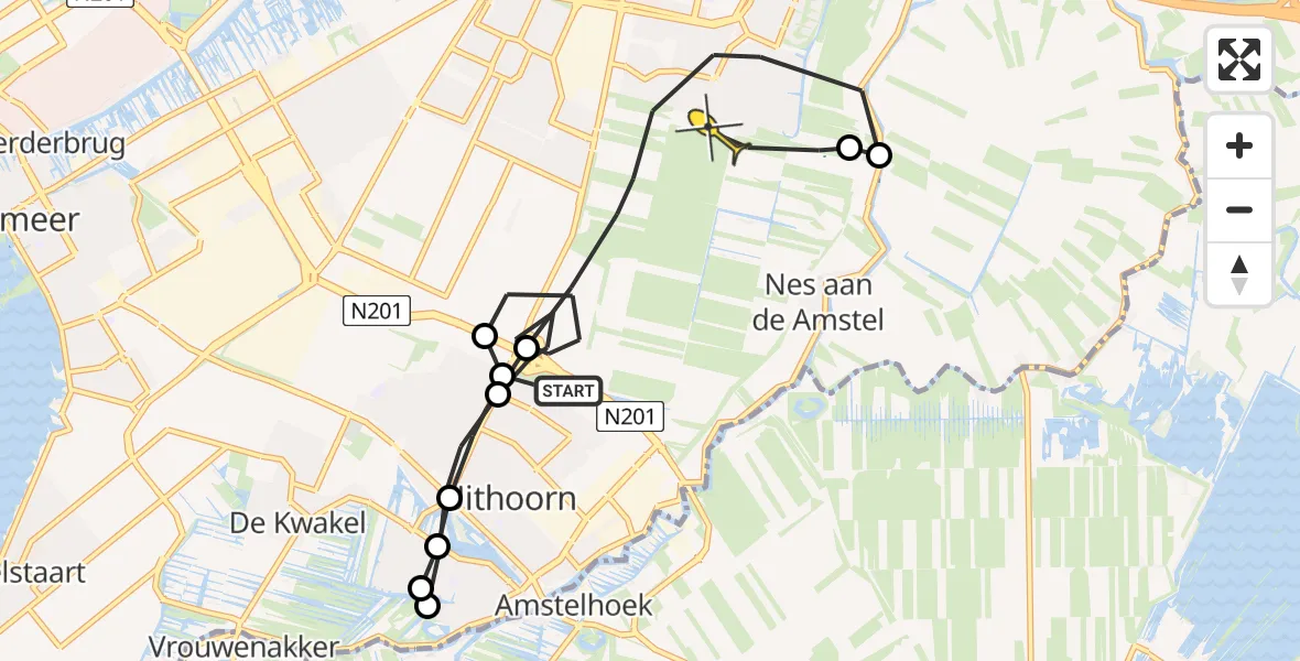 Routekaart van de vlucht: Politieheli naar Amstelveen, Zijdelweg
