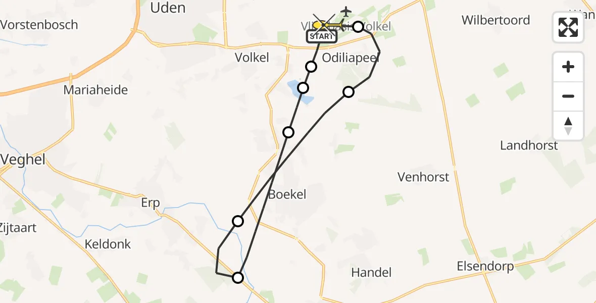 Routekaart van de vlucht: Lifeliner 3 naar Vliegbasis Volkel, Vogelstraat