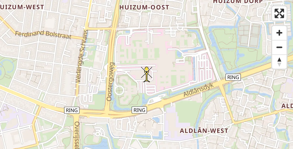 Routekaart van de vlucht: Ambulancehelikopter naar Leeuwarden