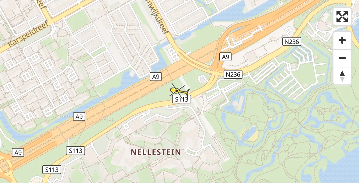 Routekaart van de vlucht: Lifeliner 1 naar Amsterdam