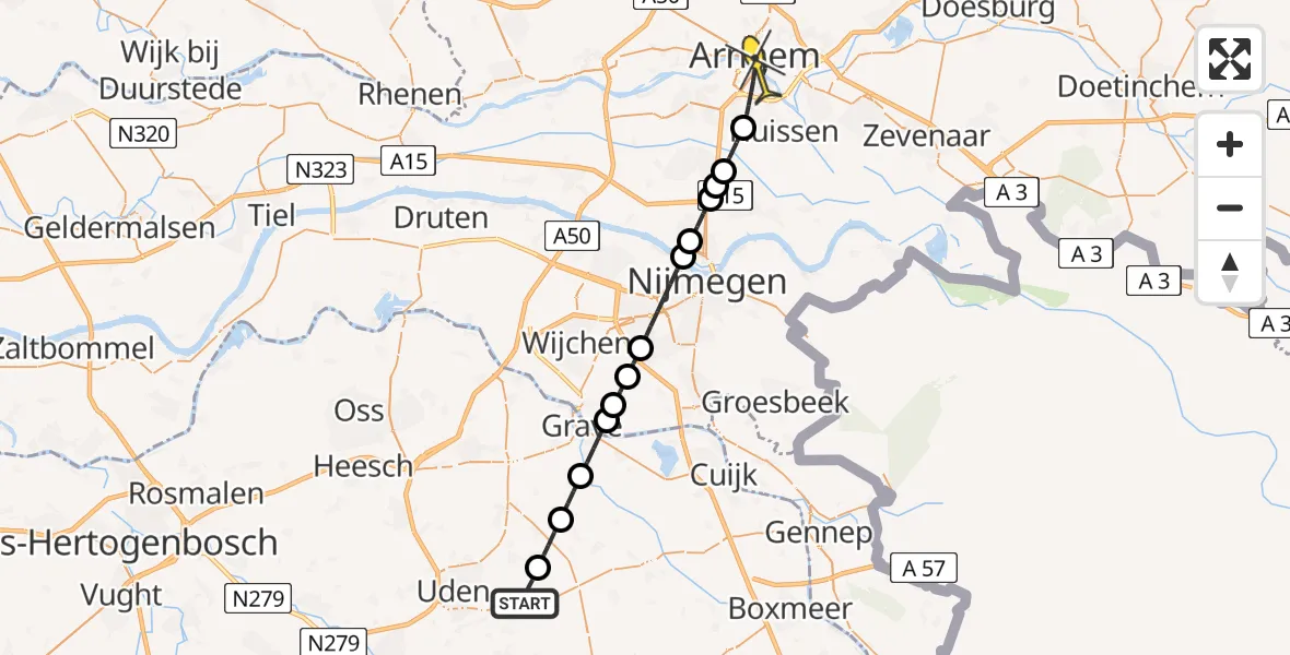 Routekaart van de vlucht: Lifeliner 3 naar Arnhem, Houtvennen