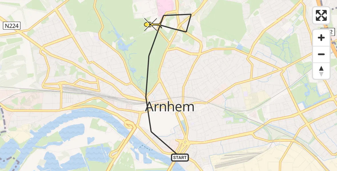 Routekaart van de vlucht: Lifeliner 3 naar Arnhem, Sonsbeekweg
