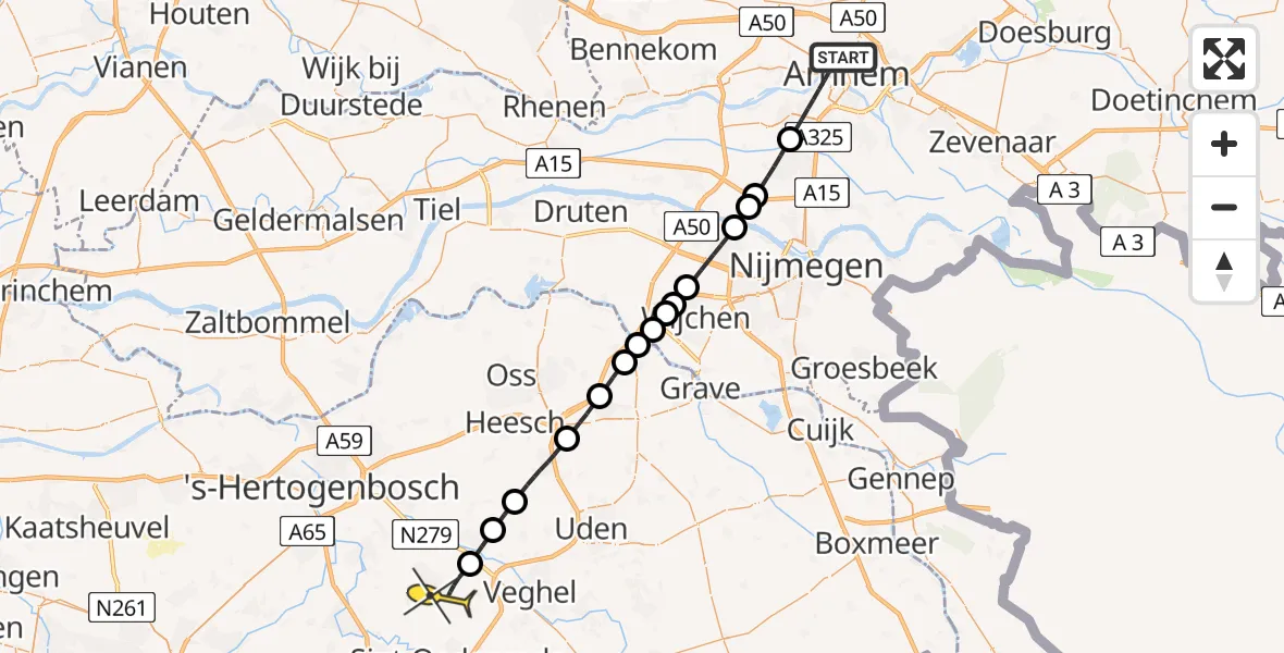 Routekaart van de vlucht: Lifeliner 3 naar Schijndel, Röellstraat
