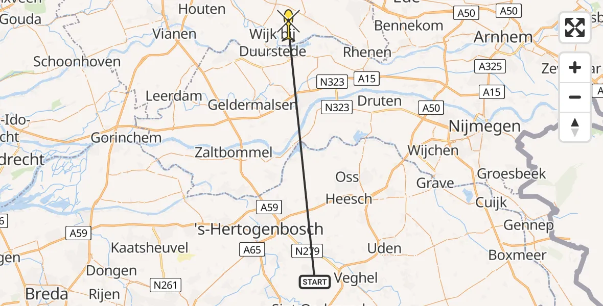 Routekaart van de vlucht: Lifeliner 3 naar Langbroek, Broekhuizerstraat