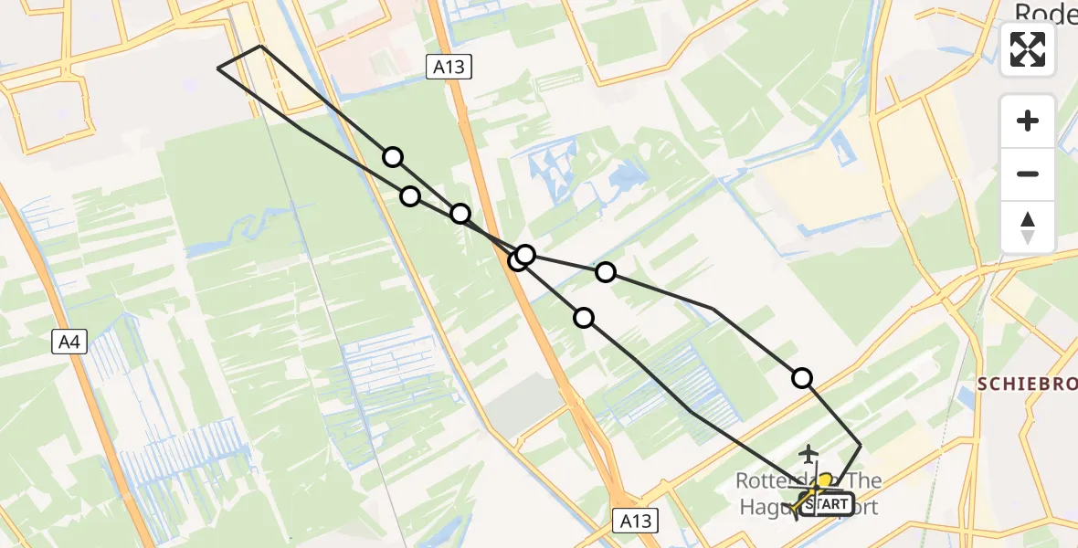 Routekaart van de vlucht: Lifeliner 2 naar Rotterdam The Hague Airport, Hofweg