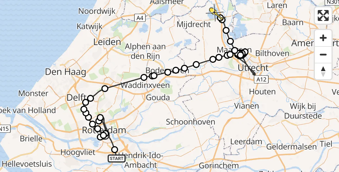 Routekaart van de vlucht: Politieheli naar Vinkeveen, Fontenellestraat