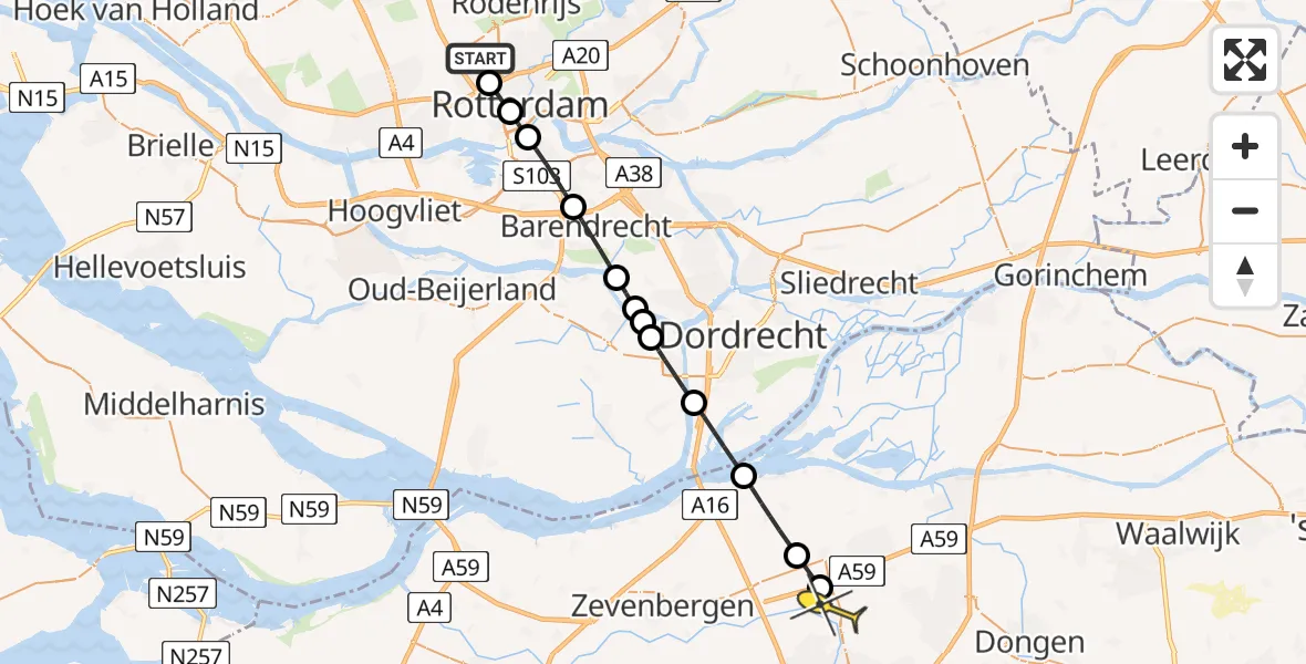 Routekaart van de vlucht: Lifeliner 2 naar Terheijden, Axelpad