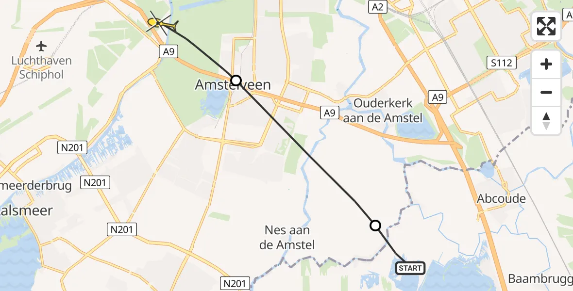 Routekaart van de vlucht: Politiehelikopter naar Badhoevedorp, Waver
