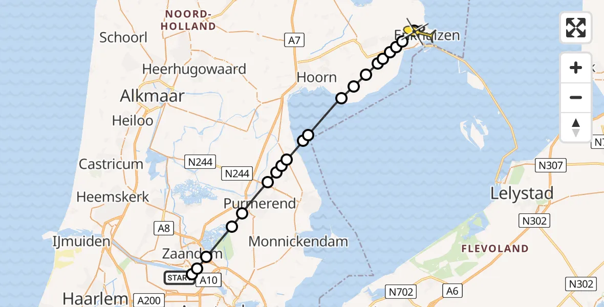 Routekaart van de vlucht: Lifeliner 1 naar Enkhuizen, Westhaven
