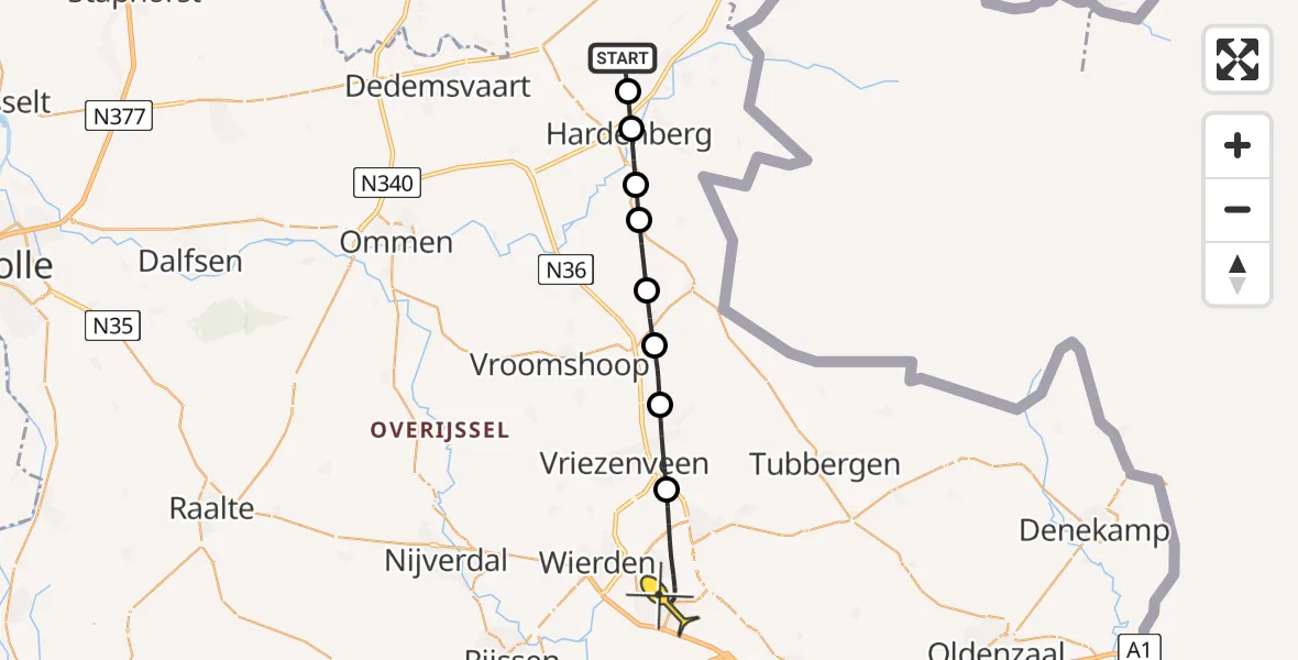 Routekaart van de vlucht: Lifeliner 4 naar Almelo, Honderd Dukatonweg