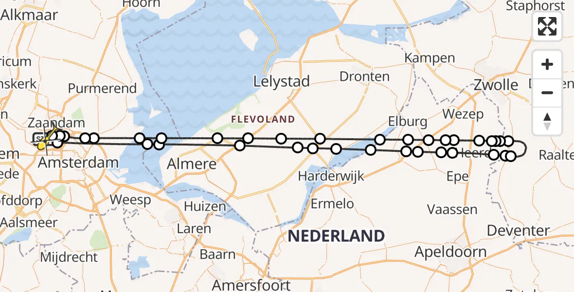 Routekaart van de vlucht: Lifeliner 1 naar Amsterdam Heliport, Maltaweg